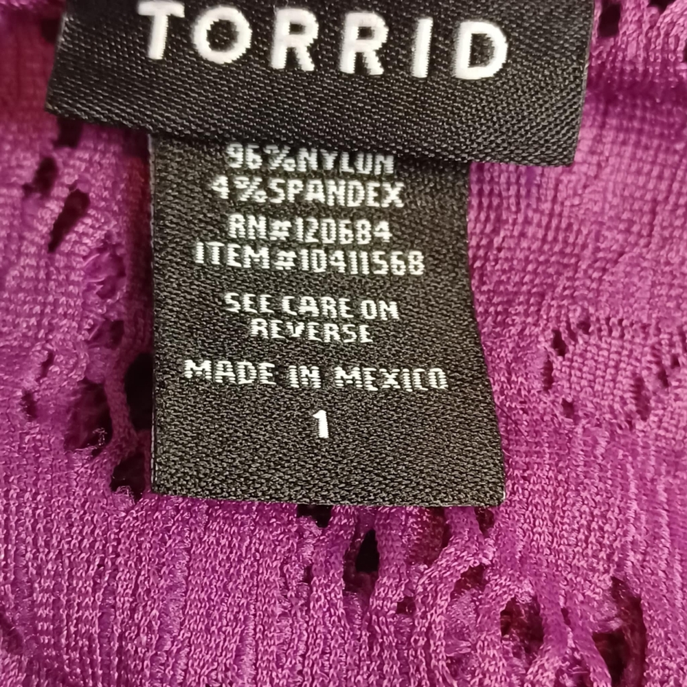 Torrid Semi Sheer Tank Top Purple Lace Back Sz 1 Summer Workout Yoga Leisure - Picture 3 of 6